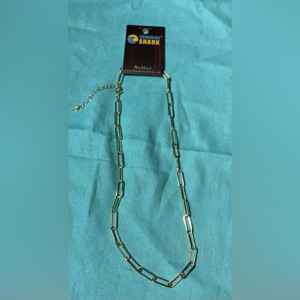 NEW! 16” Gold Paper Clip Necklace with Extension NWT